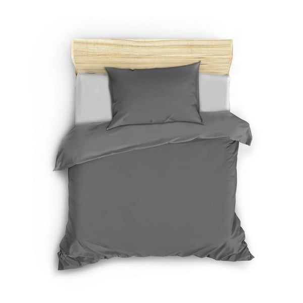 Tamno siva posteljina za krevet za jednu osobu od pamučnog satena 140x200 cm – Mijolnir