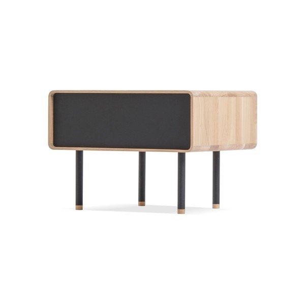 Noćni stol od od hrastovog drveta drveta s crnom ladicom Gazzda Fina-image-2