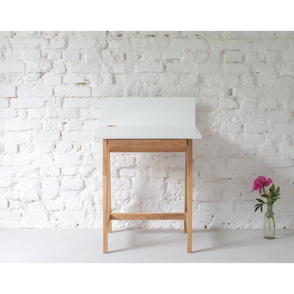 Bijeli radni stol s podnožjem od jasena Ragaba Luka, duljina 65 cm-image-1