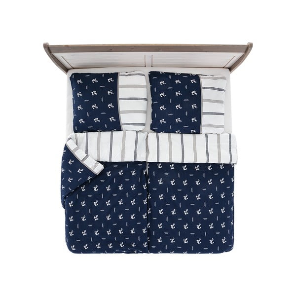 Tamno plava posteljina za krevet za jednu osobu od krepa 140x200 cm Exclusive – B.E.S.-image-2