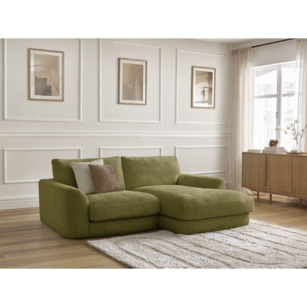 Kaki zelena kutna garnitura od šenila (s desnim kutom/s ležaljkom) Leonore – Bobochic Paris-image-3