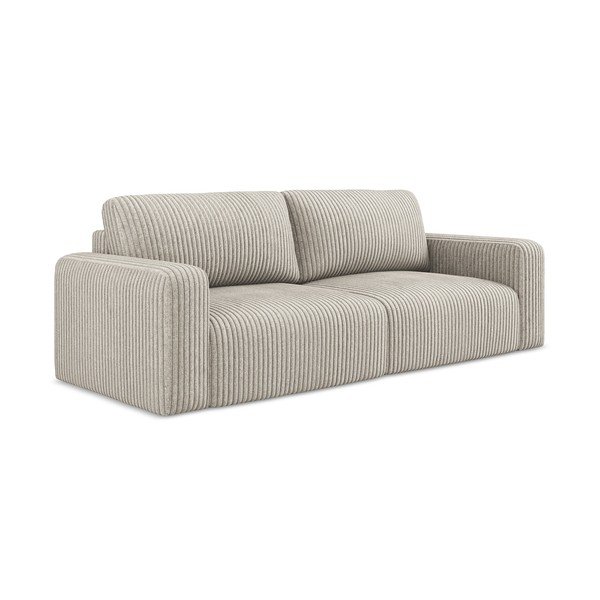 Bež sklopiva/s prostorom za odlaganje sofa od samta 252 cm Kona – Makamii-image-2