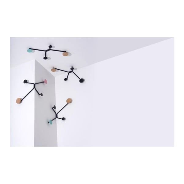 Crna kutna zidna vješalica s mental zelenim detaljem Gazzda Hook-image-4