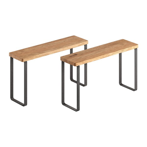 Mat crne/u prirodnoj boji drvene dodatne kuhinjske police u setu 2 kom 27x8 cm York – Metaltex