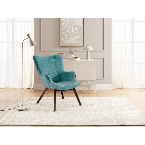 Tirkizna fotelja od samta Niko – Ropez-image-4