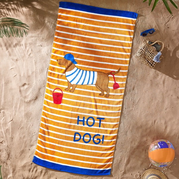Narančasti pamučan ručnik za plažu 76x160 cm Hot Dog – Catherine Lansfield-image-1