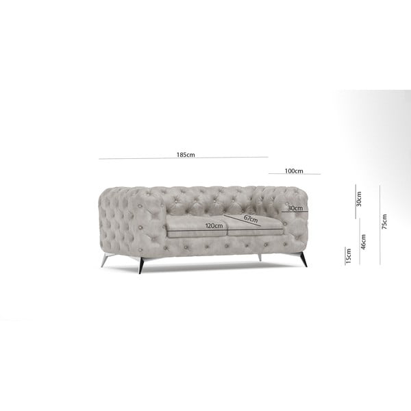 Svijetlo siva baršunasti sofa 185 cm Chelsea – Ropez-image-3