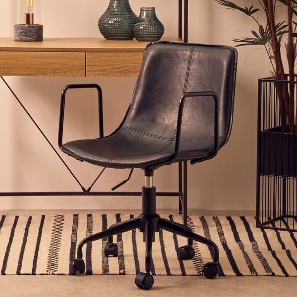 Crna uredska stolica od umjetne kože Branson – Premier Housewares-image-1