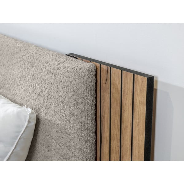 Svijetlo sivi bračni krevet s podnicom 140x190 cm Lior – Bobochic Paris-image-4