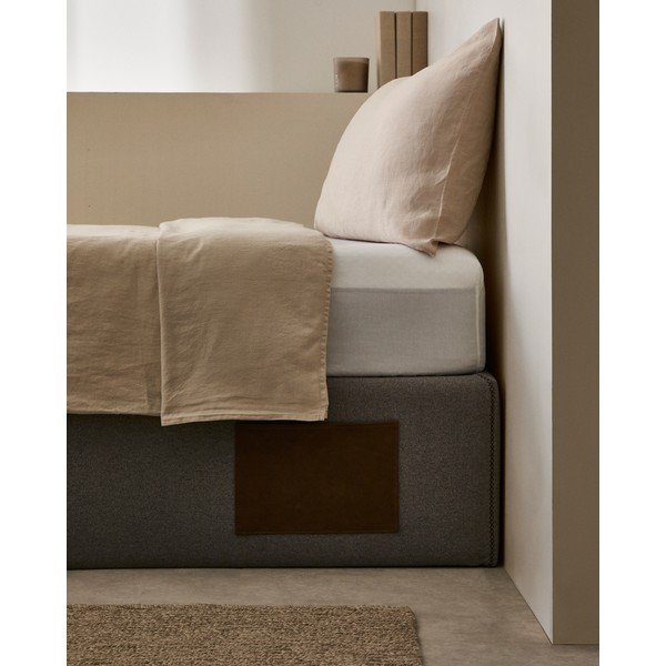 Crni tapecirani bračni krevet s prostorom za odlaganje/bez uzglavlja 140x190 cm Matters – Kave Home-image-2