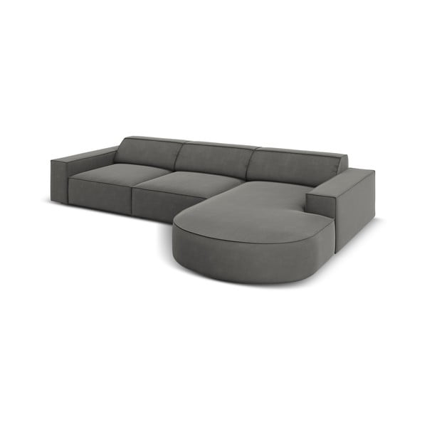 Siva baršunasta kutna garnitura (desni kut) Jodie - Micadoni Home-image-4