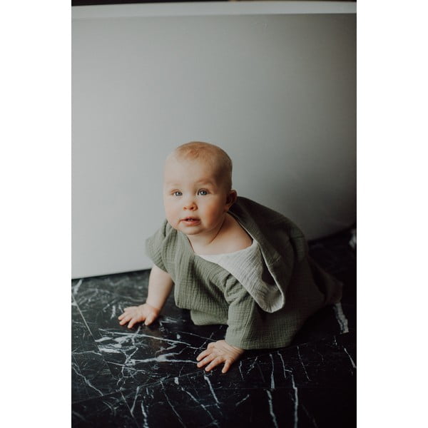 Dječji pončo od kaki muslina veličine M - Malomi Kids-image-2