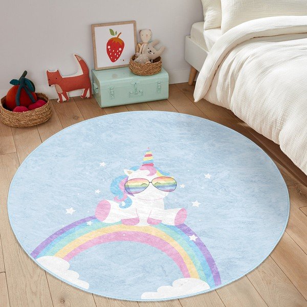 Svijetlo plavi dječji tepih ø 80 cm Comfort – Mila Home-image-4