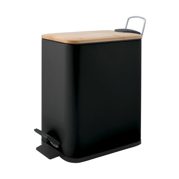 Mat crna željezna kanta za smeće s pedalom 5 l   Erik – Spirella-image-3