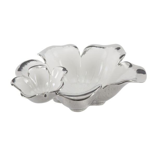 Bijela i srebrna ukrasna keramička zdjela Mauro Ferretti Tasche Lily A