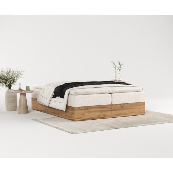Bež/u prirodnoj boji boxspring krevet s prostorom za pohranu 140x200 cm Faro – Maison de Rêve-image-4