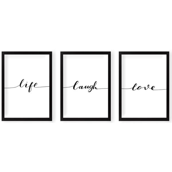 Slike u setu 3 kom 24x29 cm Life Laugh Love – Vavien Artwork