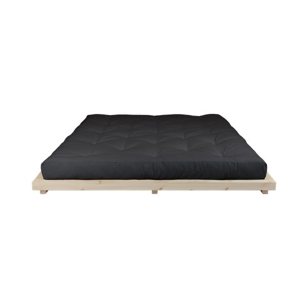 Bračni krevet od borovine s madracem Karup Design Dock Double Latex Natural Clear/Black, 160 x 200 cm