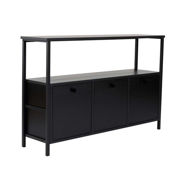 Crni pomoćni stol u mat dekoru 29,5x120 cm Solace – Kalune Design-image-2