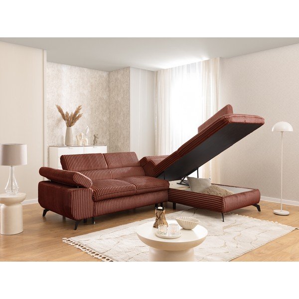 Kutna garnitura od samta boja terakote (s desnim kutom/u obliku slova L) Marbeya  – Ropez-image-4