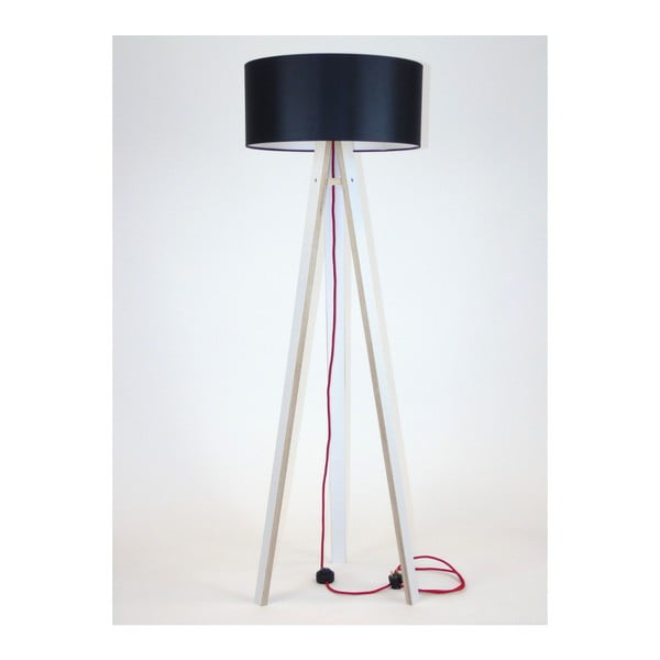 Bijela podna svjetiljka s crnim sjenilom i crvenim Ragaba Wanda kabelom