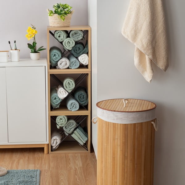 Okrugla košara za rublje od bambusa Compactor Round-image-3