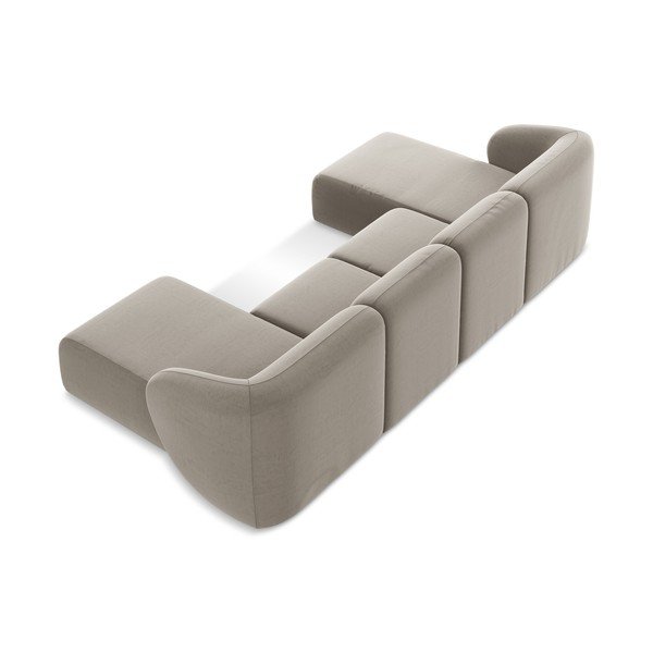 Svjetlo smeđa baršunasti kutna garnitura (u obliku slova "U") Lani – Makamii-image-3