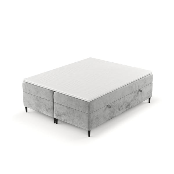 Sivi boxspring krevet s prostorom za pohranu 200x200 cm Araya – Maison de Rêve