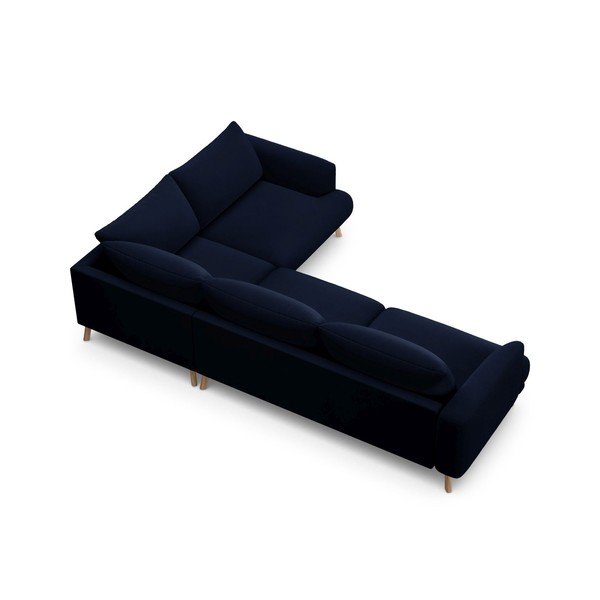 Tamno plava baršunasta kutna garnitura (s desnim kutom/u obliku slova L) Naomi – Micadoni -image-3