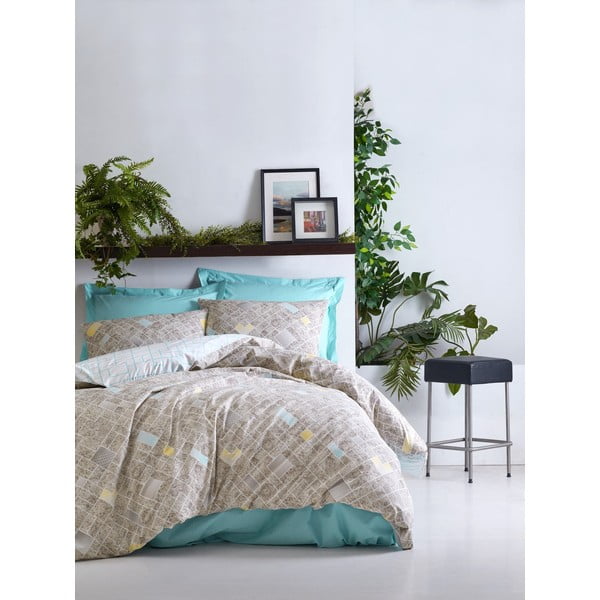 Pamučna posteljina s plahtom Cotton Box Dotted, 200 x 220 cm