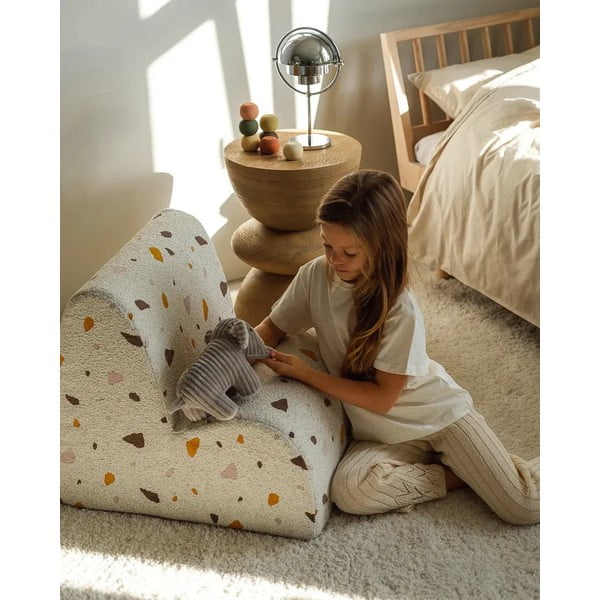Bijela dječja fotelja od bouclé tkanine/od šenila Terrazzo Cloud – Wigiwama-image-2