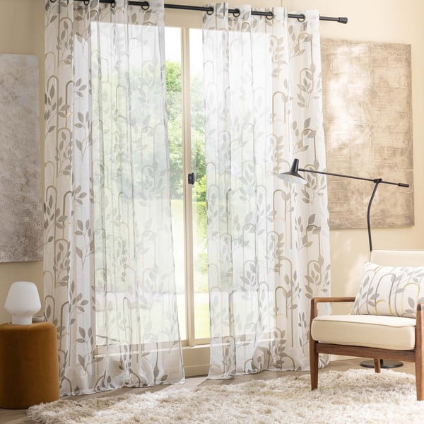 Siva prozirna zavjesa od voila 140x240 cm Roseris – douceur d'intérieur-image-1