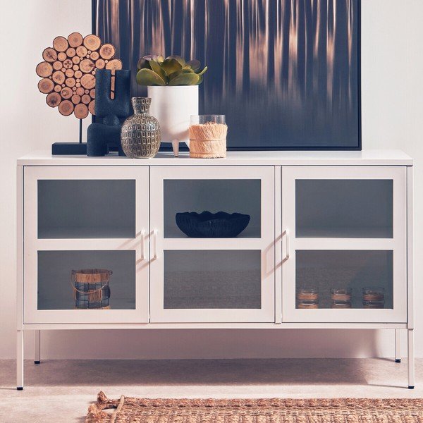 Bijela željezna vitrina 140x80x45 cm Acier – Premier Housewares-image-2