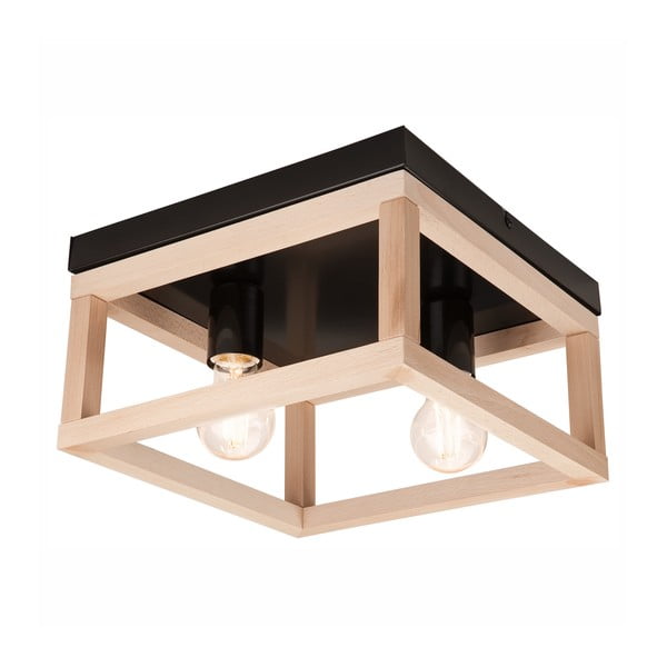 Crna/u prirodnoj boji stropna svjetiljka 30x30 cm Villy – LAMKUR