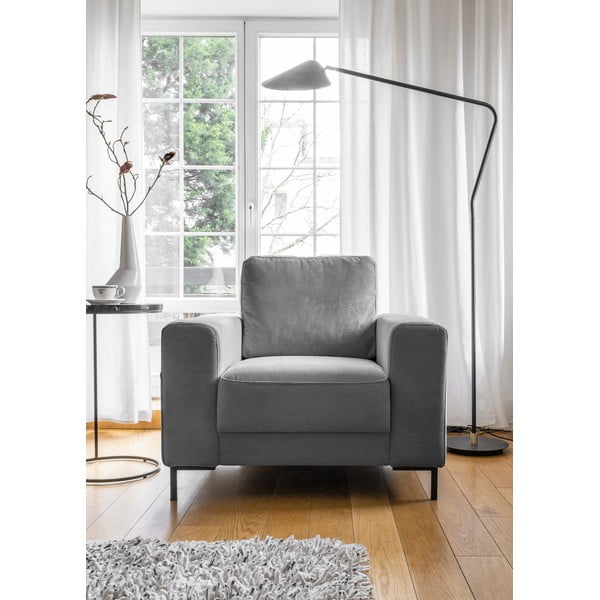 Siva fotelja od samta Lofty Lilly – Miuform-image-1