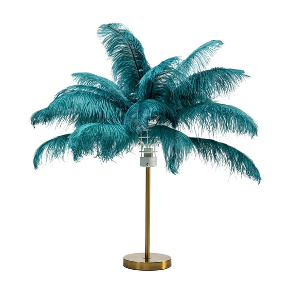 Petrolej zelena stolna lampa sa sjenilom od perja (visina 60 cm) Feather Palm – Kare Design
