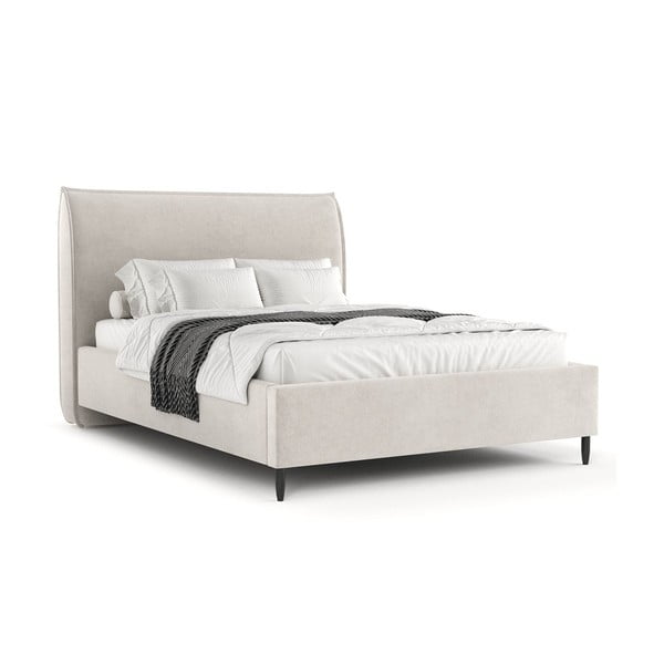 Krem tapecirani bračni krevet s prostorom za pohranu s podnicom 180x200 cm Shell – Maison de Rêve-image-4