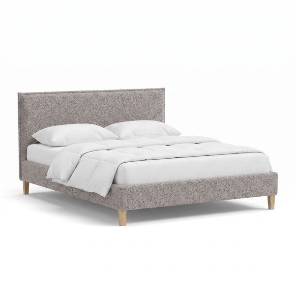 Sivi tapecirani bračni krevet s podnicom 200x200 cm Tina - Ropez