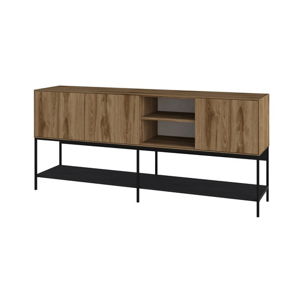 Crna/u prirodnoj boji komoda u dekoru hrasta 180x80x40 cm Amira – Marckeric