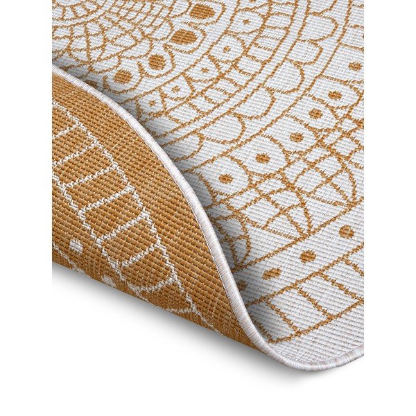 Oker žuti/bijeli okrugli vanjski tepih ø 140 cm Porto – NORTHRUGS-image-2