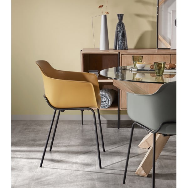 Blagovaonski stol od drveta hrasta sa staklenom pločom Kave Home Nori, ø 120 cm-image-4