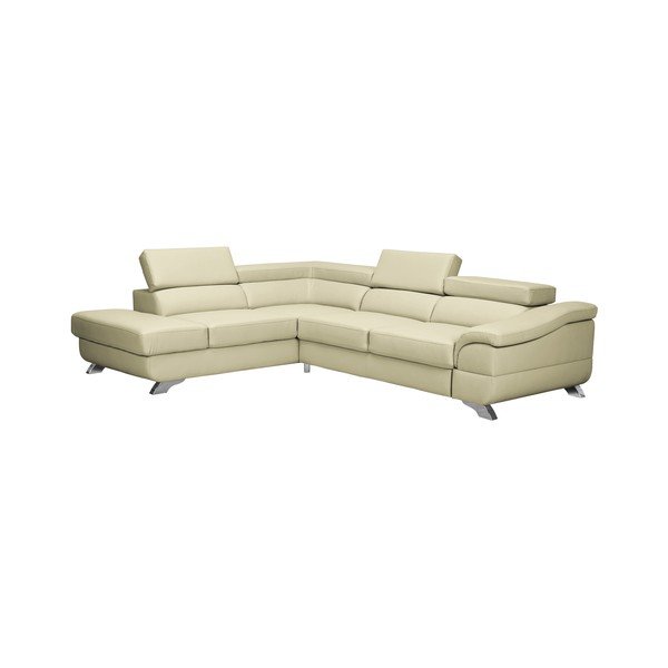 Bež kožni kutni kauč na razvlačenje Windsor &amp; Co Sofas Gamma, lijevi kut-image-1