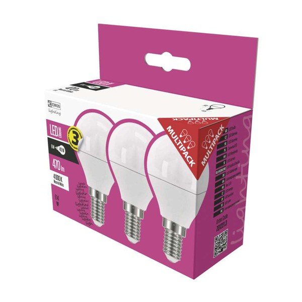 Set od 3 LED žarulje EMOS Classic Mini Globe Neutral White, 5W E14-image-1