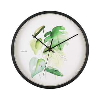 Zeleno bijeli zidni sat u crnom okviru Karlsson Monster, ø 26 cm