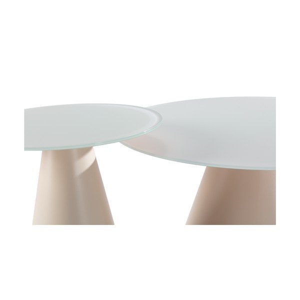 Krem okrugli stolići za kavu u setu 2 kom sa staklenom pločom stola ø 80 cm Vida – MOME-image-2