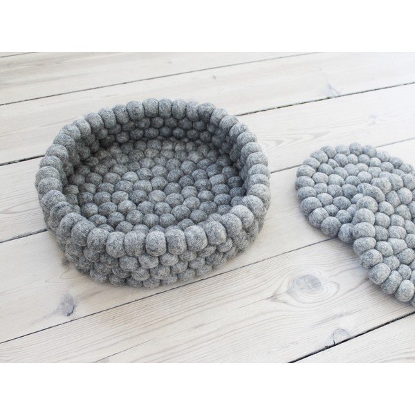 Metalik siva košarica za pohranu od vunenih pompona Wooldot Ball Basket, ⌀ 28 cm-image-2