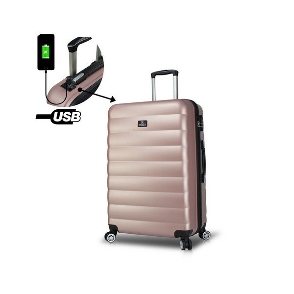 Ružičasti putni kovčeg na kotačima s USB priključkom My Valice COLORS RESSNO Pilot Suitcase-image-3