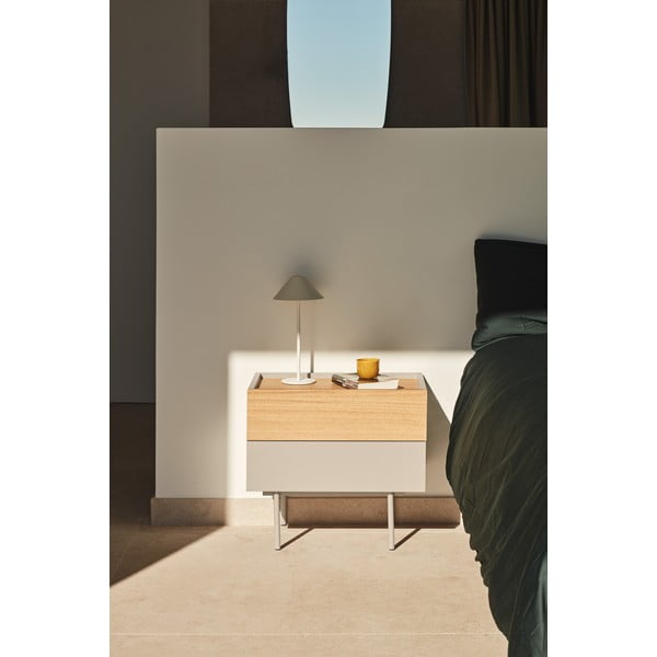 Bež/u prirodnoj boji noćni ormarić u dekoru hrasta Otto – Teulat-image-1