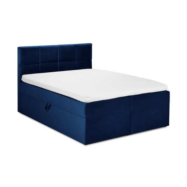 Plavi baršunasti bračni krevet Mazzini Kreveti Mimicry, 160 x 200 cm