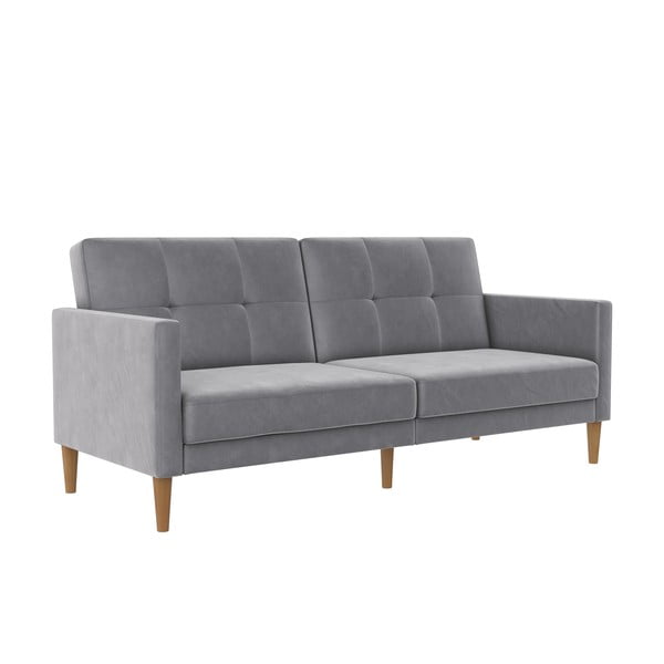 Svijetlo siva baršunasti sklopiva sofa 207 cm Lilly – Støraa-image-2